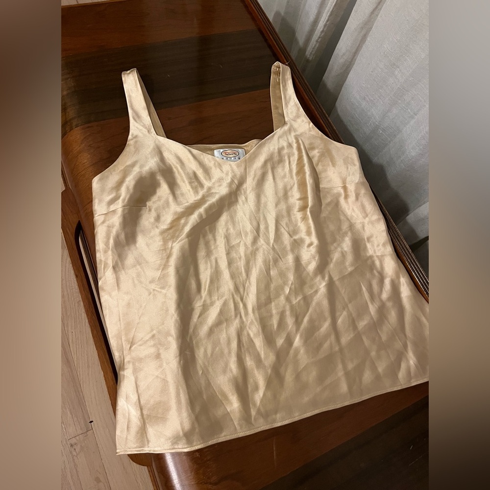 Cream/Gold 100% Silk Sleeveless Top